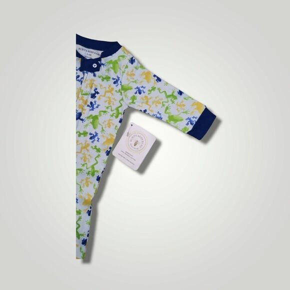 Burt's Bees blue and green frog sleeper size 3-6 months New! - Picture 4 of 6